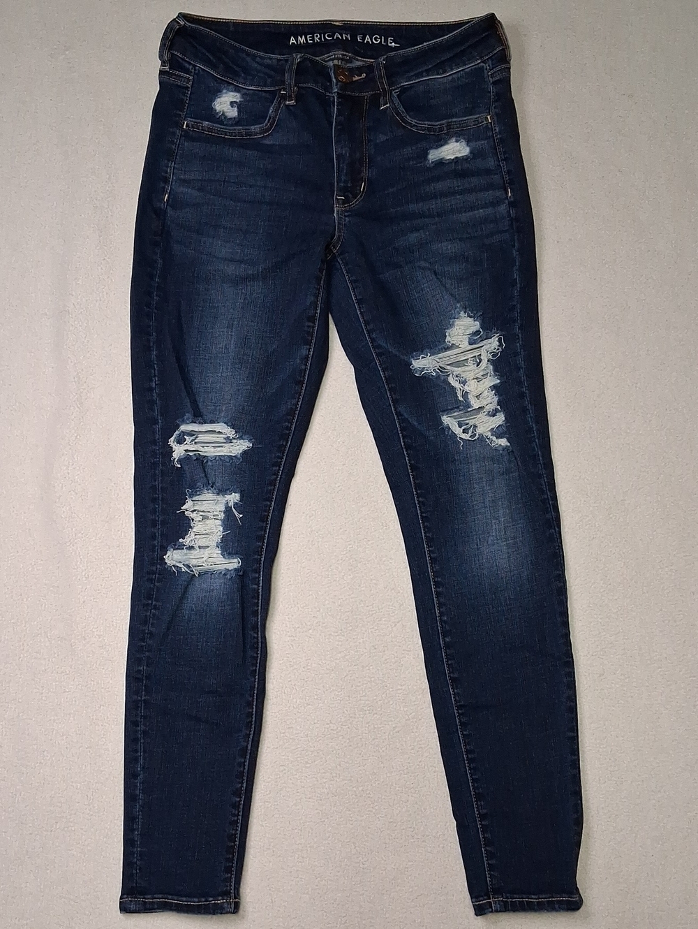 American Eagle Outfitters Dark Blue Ripped Skinny Jeans